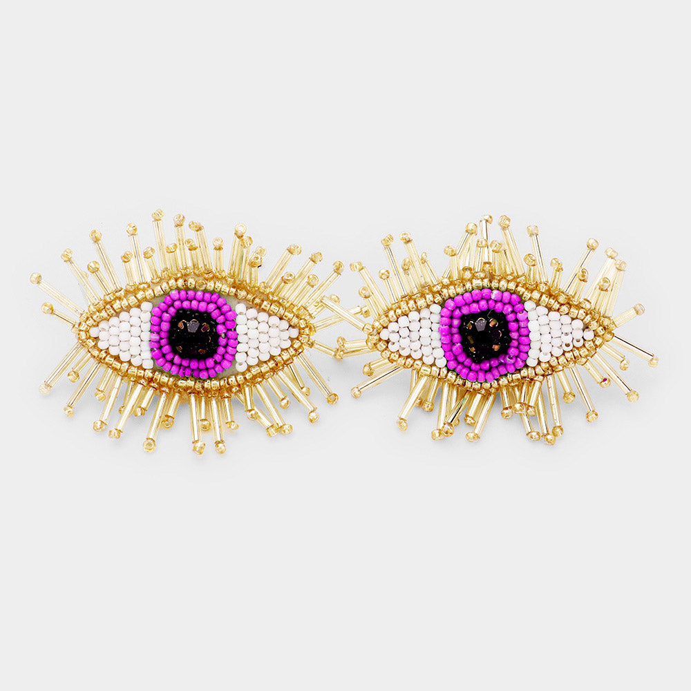 iLLASPARKZ Multi Beaded Statement Evil Eye Earrings