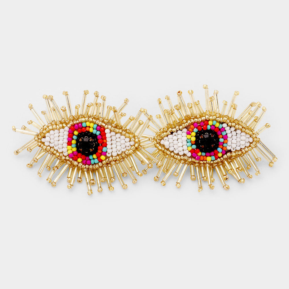 iLLASPARKZ Multi Beaded Statement Evil Eye Earrings