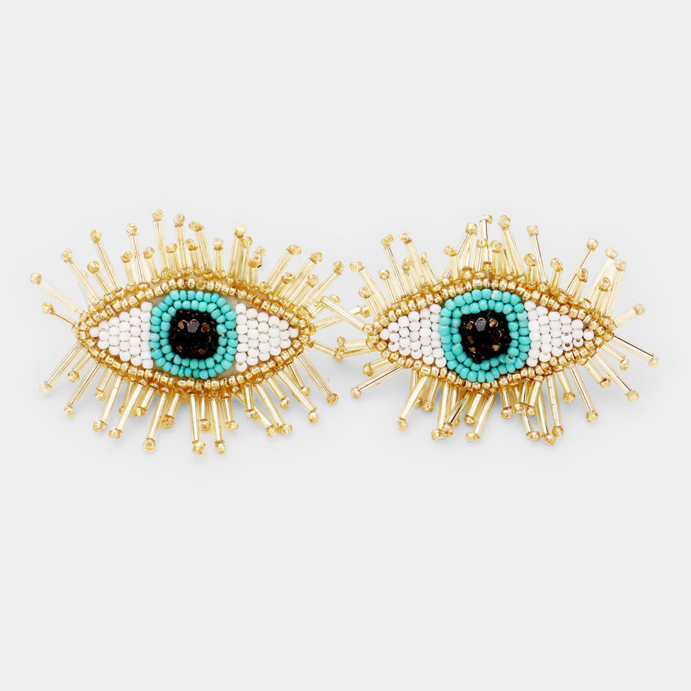 iLLASPARKZ Multi Beaded Statement Evil Eye Earrings