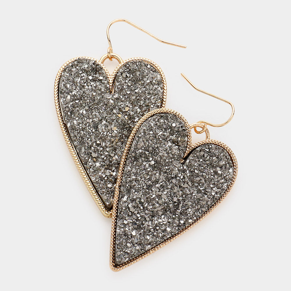 iLLASPARKZ Druzy Heart Dangle Earrings
