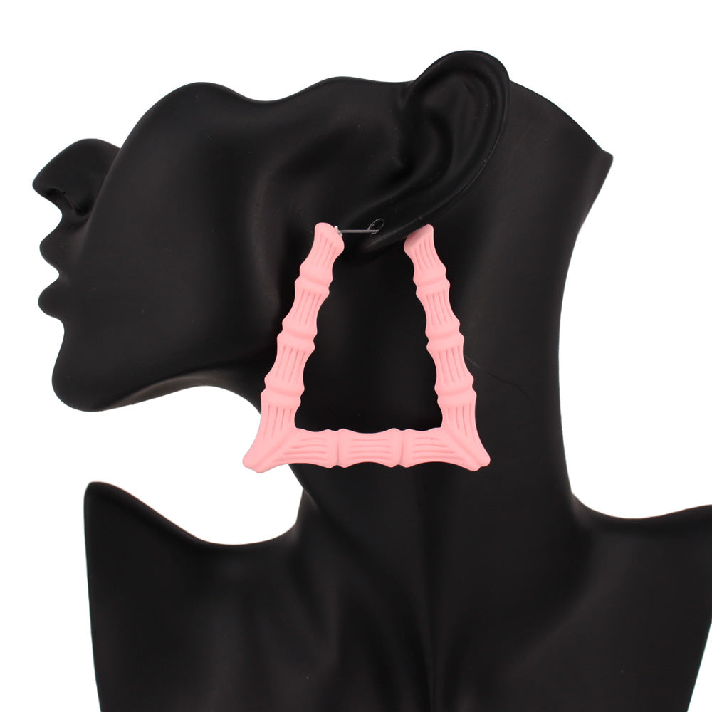 iLLASPARKZ Colored Bamboo Trapezoid Hoop Earrings