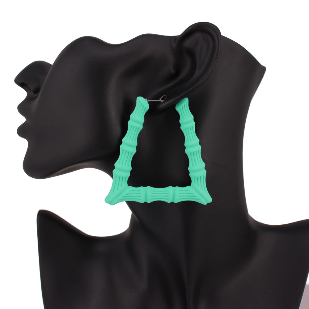 iLLASPARKZ Colored Bamboo Trapezoid Hoop Earrings