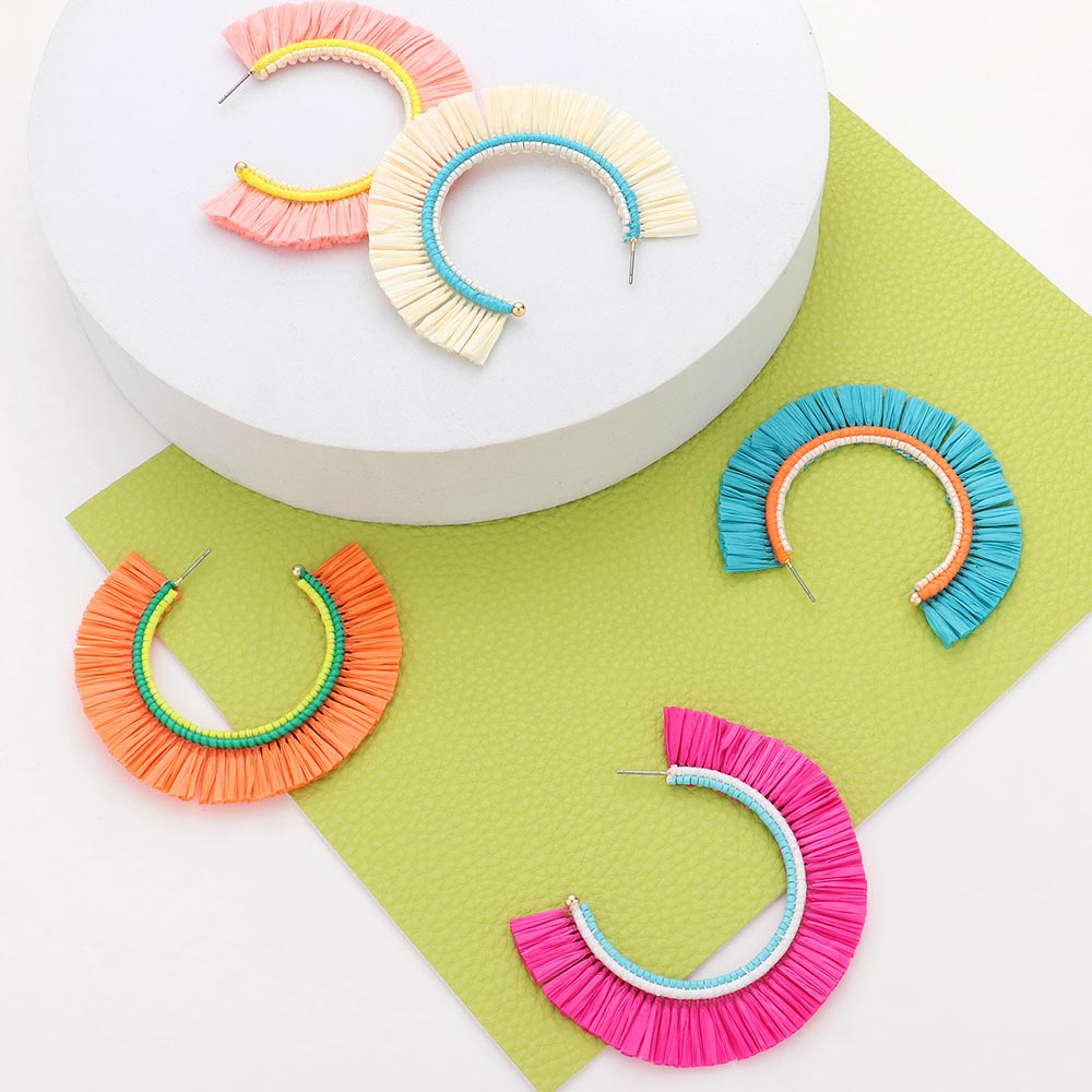 iLLASPARKZ Raffia Trimmed Hoop Earrings