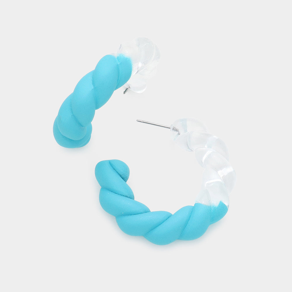 iLLASPARKZ Braided Lucite Colored Hoop Earrings