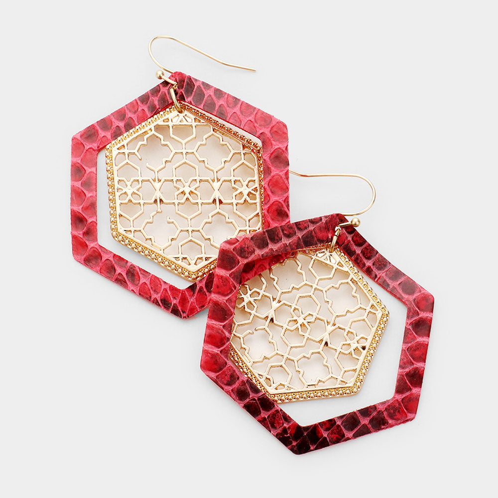 iLLASPARKZ Faux Leather Moroccan Filigree Dangle Earrings