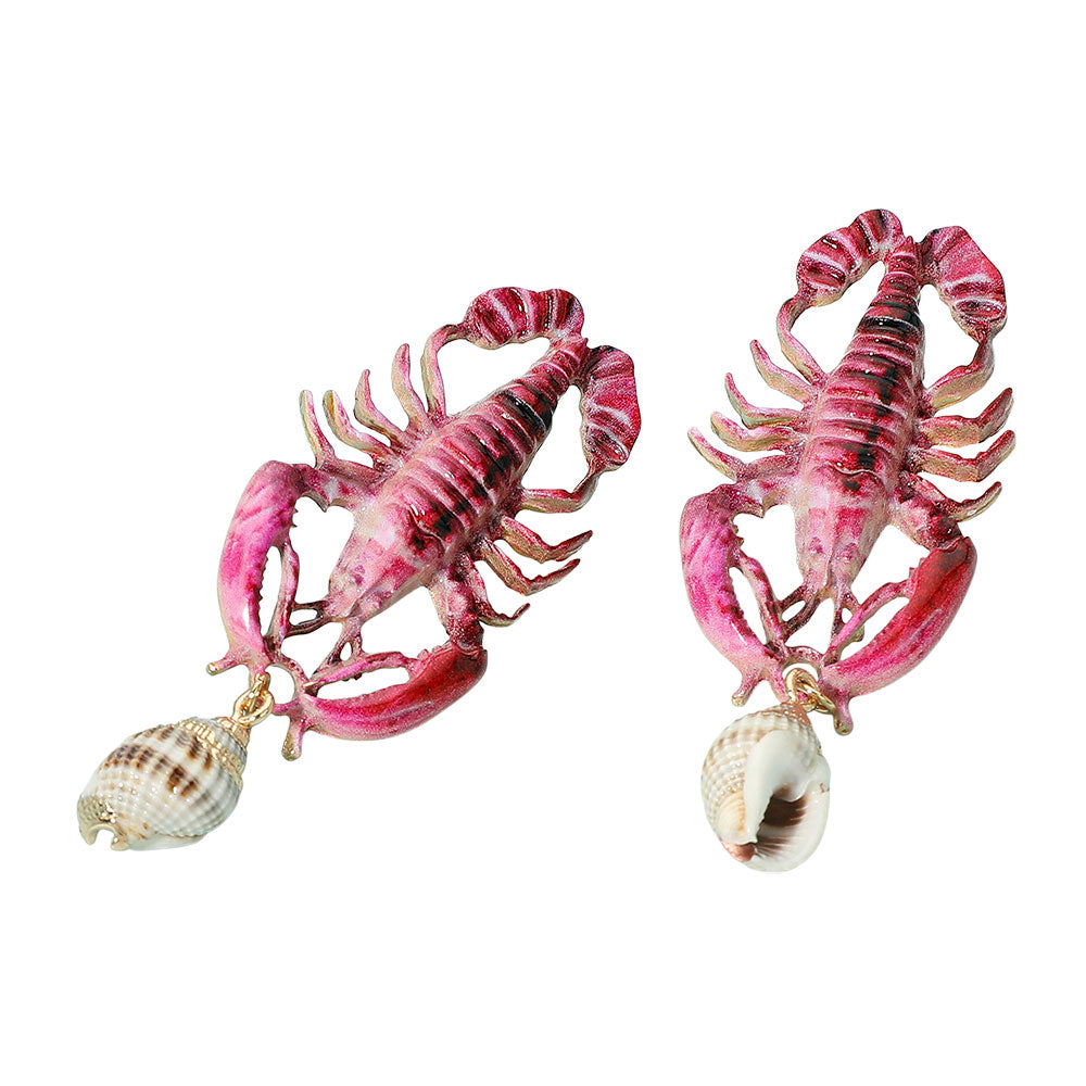 iLLASPARKZ Conch Shell Dangle Lobster Statement Earrings