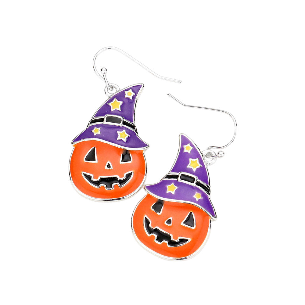 iLLASPARKZ Enamel Witch Hat Pumpkin Dangle Earrings