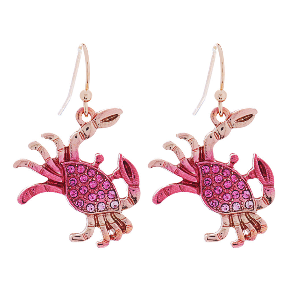 iLLASPARKZ Stone Paved Colored Metal Crab Dangle Earrings