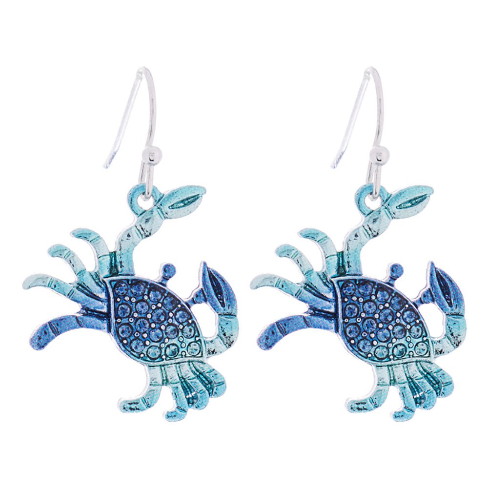 iLLASPARKZ Stone Paved Colored Metal Crab Dangle Earrings