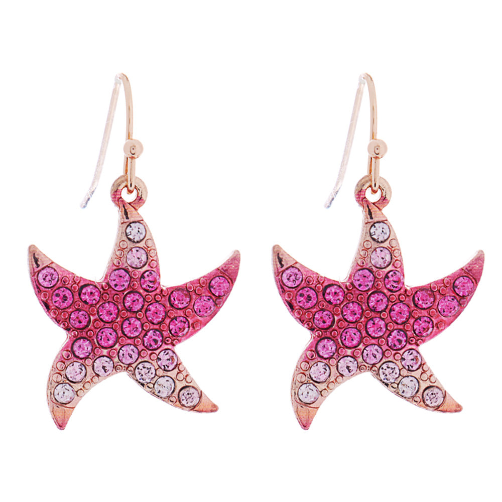 iLLASPARKZ Stone Paved Colored Metal Starfish Dangle Earrings