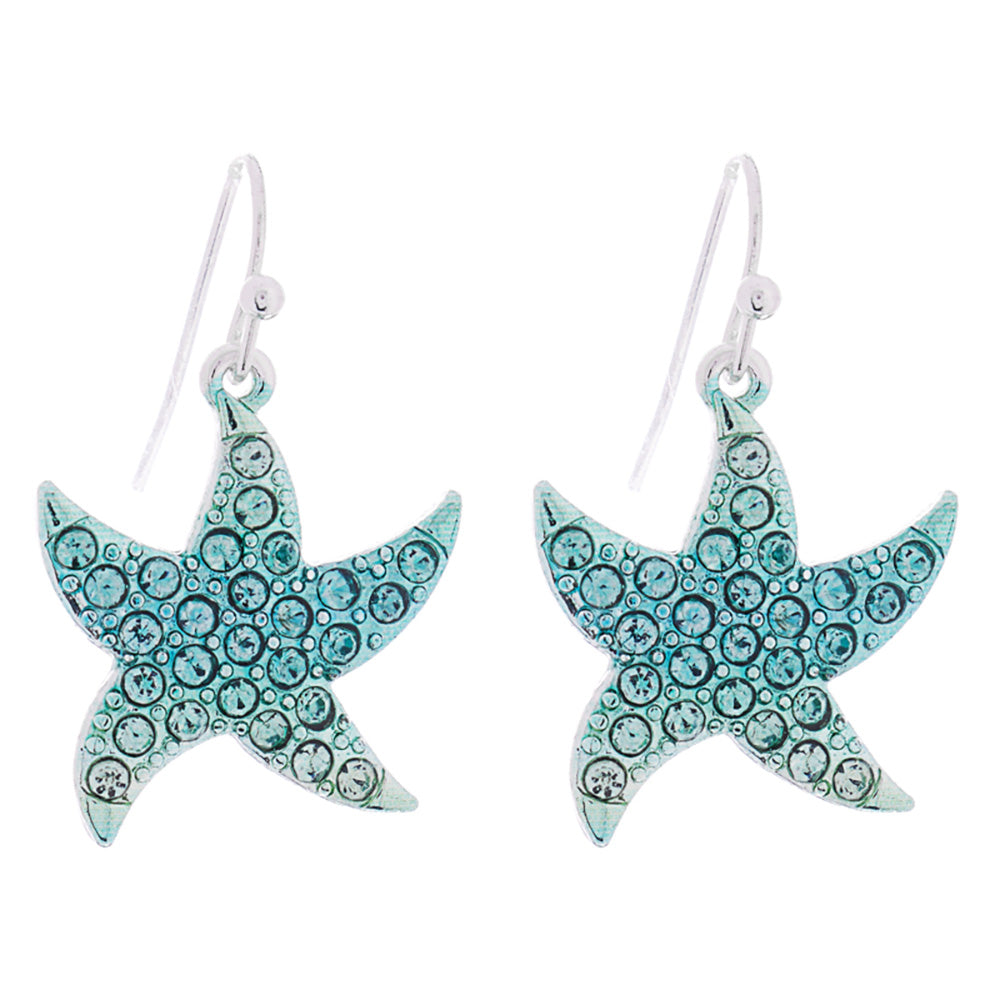 iLLASPARKZ Stone Paved Colored Metal Starfish Dangle Earrings