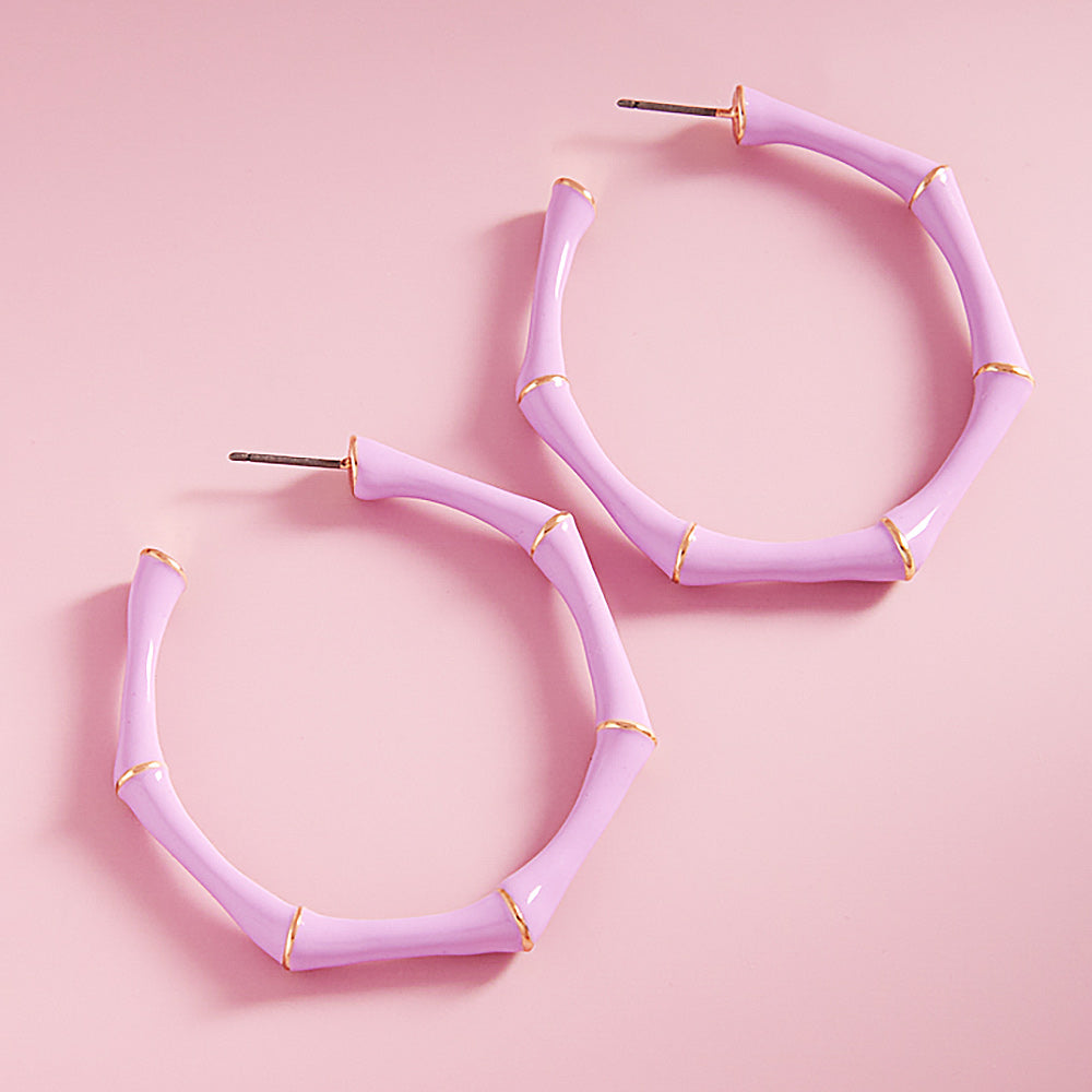 iLLASPARKZ Enamel Bamboo Hoop Earrings