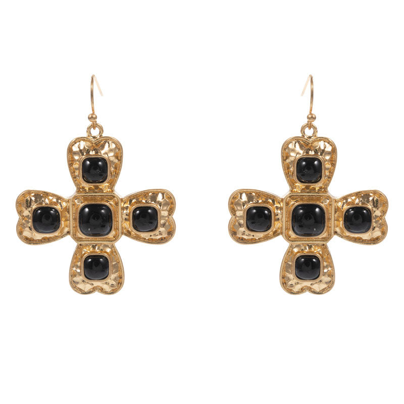 iLLASPARKZ Natural Stone Accented Cross Dangle Earrings