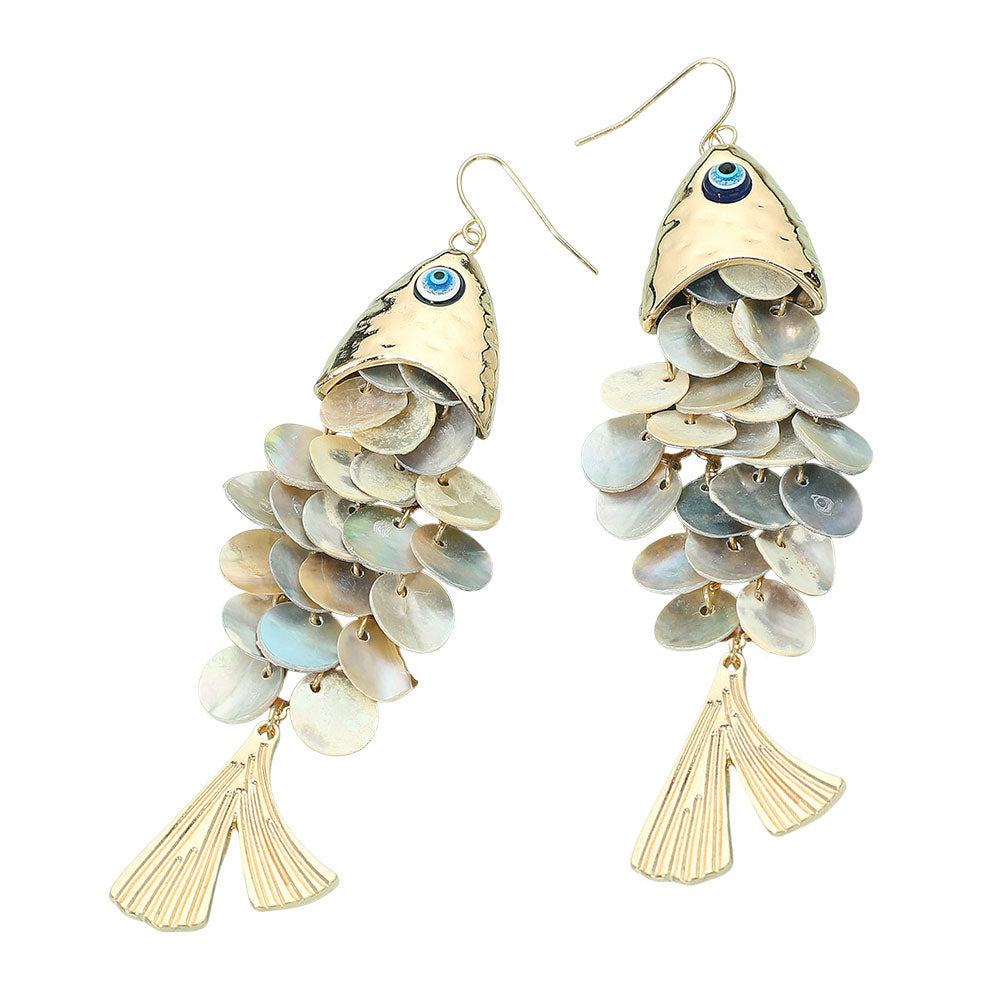 iLLASPARKZ Layered Shell Scale Fish Dangle Statement Earrings