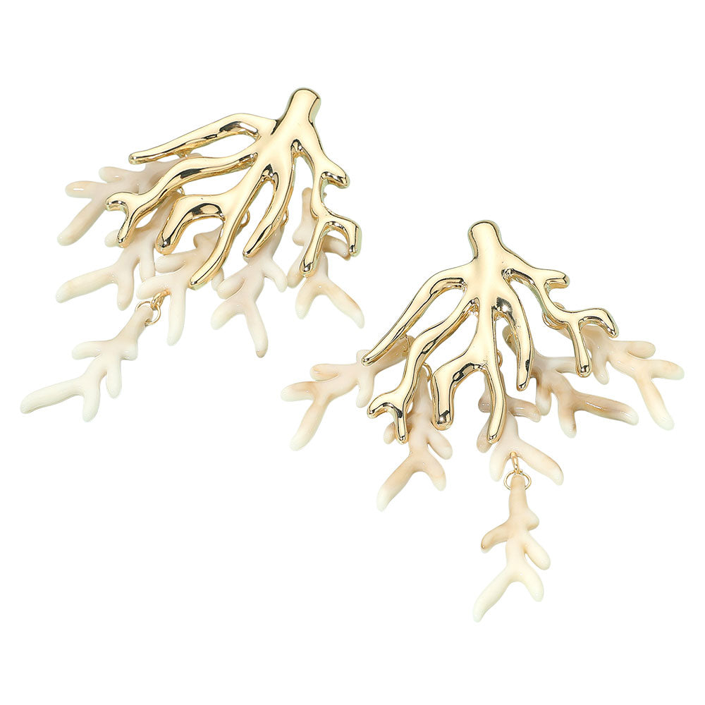 iLLASPARKZ Bold Coral Branch Layered Statement Earrings