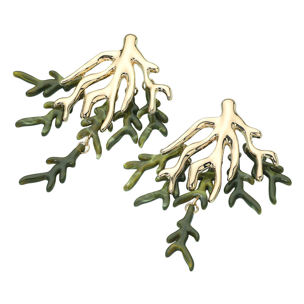 iLLASPARKZ Bold Coral Branch Layered Statement Earrings