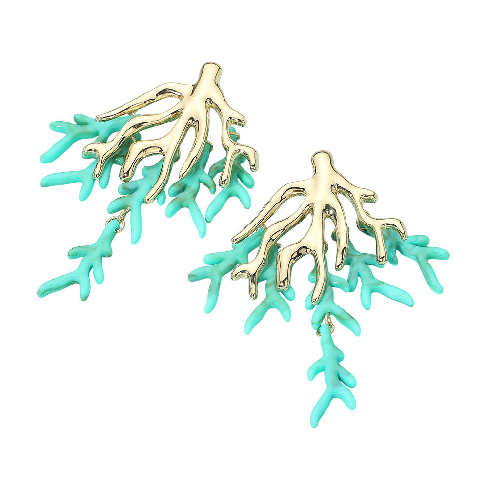 iLLASPARKZ Bold Coral Branch Layered Statement Earrings
