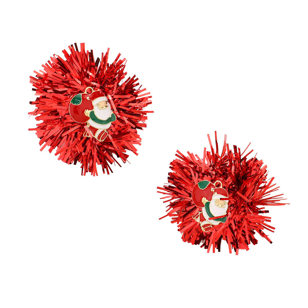 iLLASPARKZ Enamel Santa Claus Tinsel Earrings