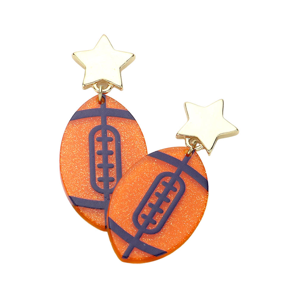 iLLASPARKZ Glittered Resin Game Day Football Dangle Earrings