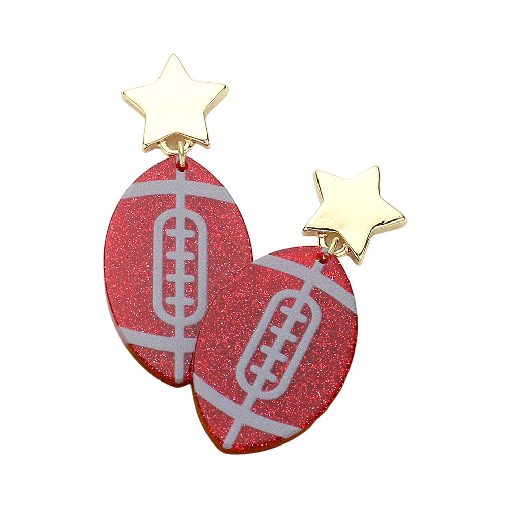 iLLASPARKZ Glittered Resin Game Day Football Dangle Earrings