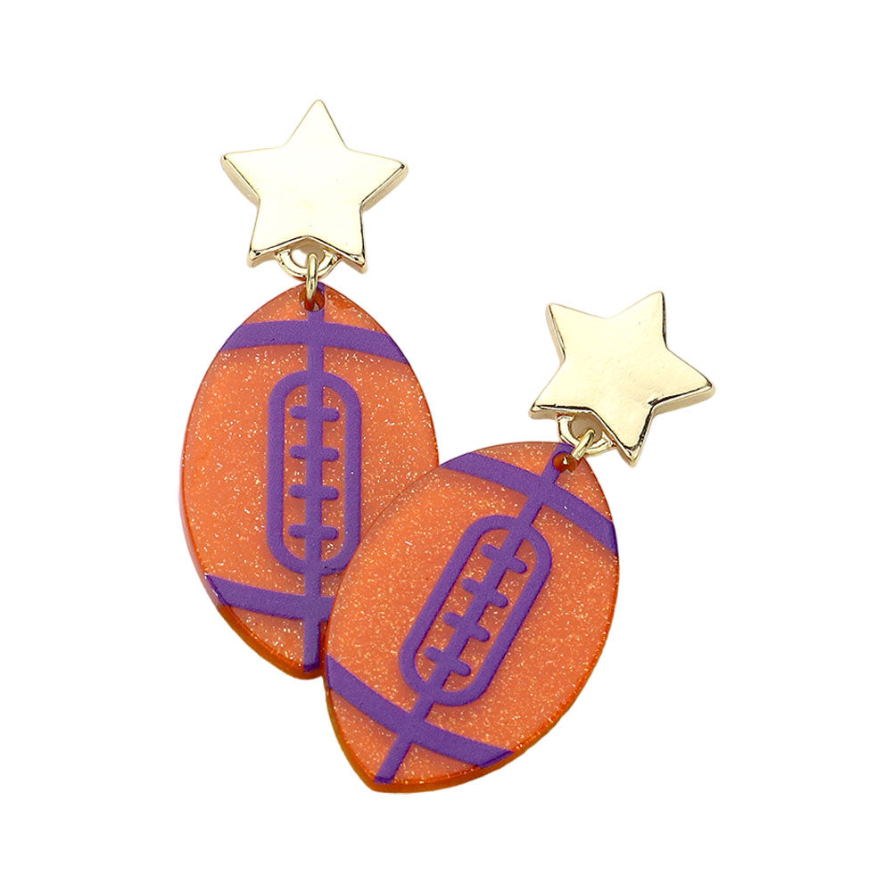iLLASPARKZ Glittered Resin Game Day Football Dangle Earrings