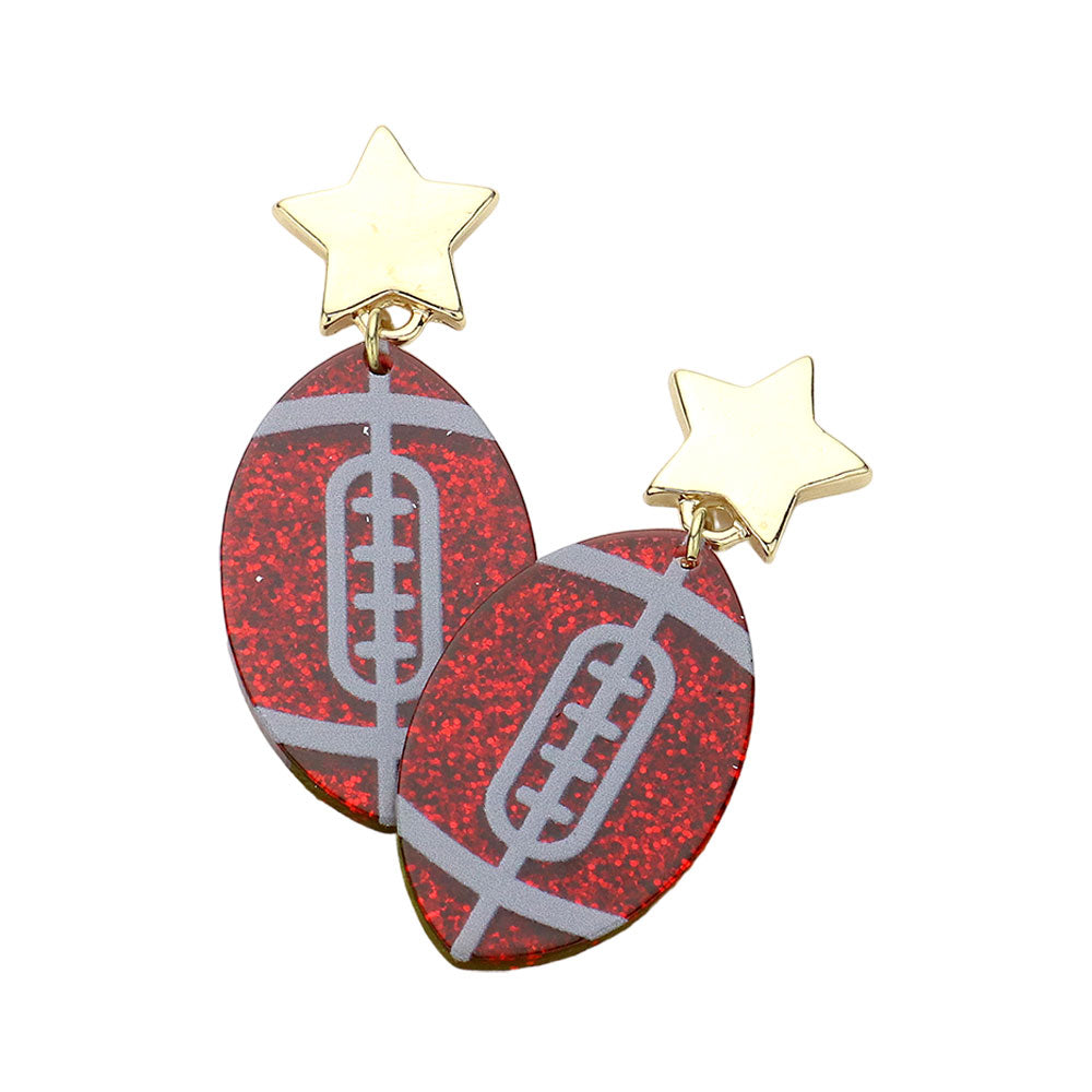 iLLASPARKZ Glittered Resin Game Day Football Dangle Earrings