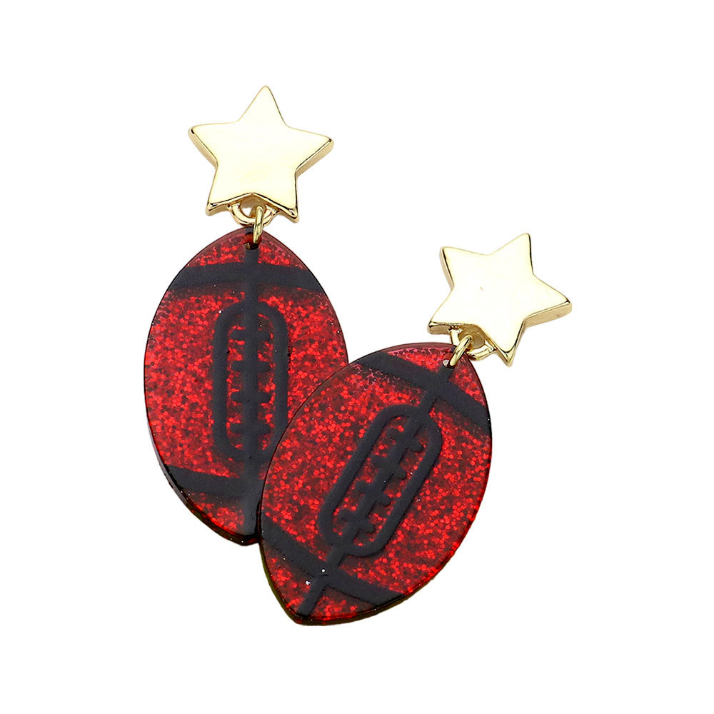 iLLASPARKZ Glittered Resin Game Day Football Dangle Earrings