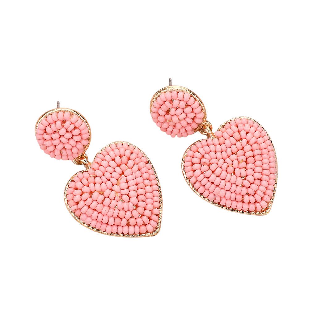 iLLASPARKZ Seed Beaded Heart Dangle Earrings