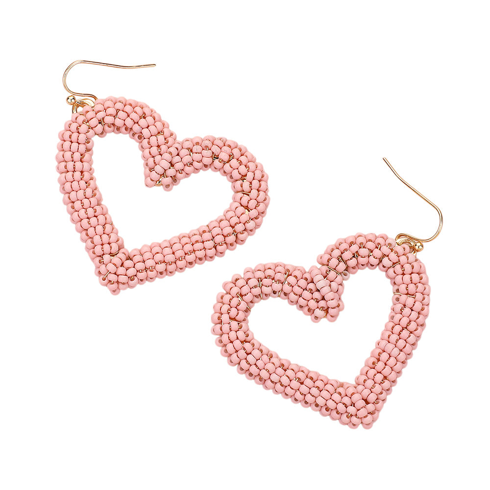 iLLASPARKZ Seed Beaded Open Heart Dangle Earrings