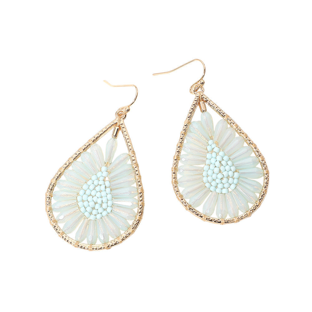 iLLASPARKZ Faceted Beaded Teardrop Flower Dangle Earrings