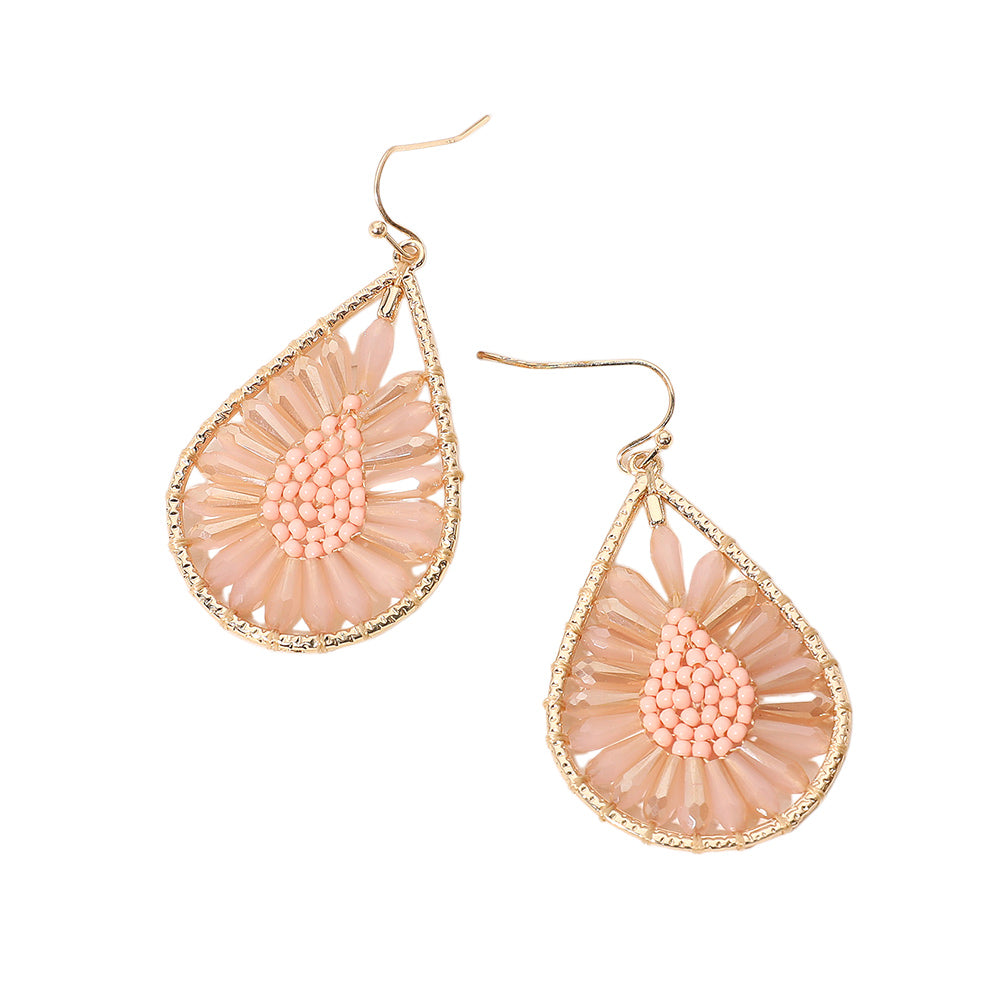 iLLASPARKZ Faceted Beaded Teardrop Flower Dangle Earrings