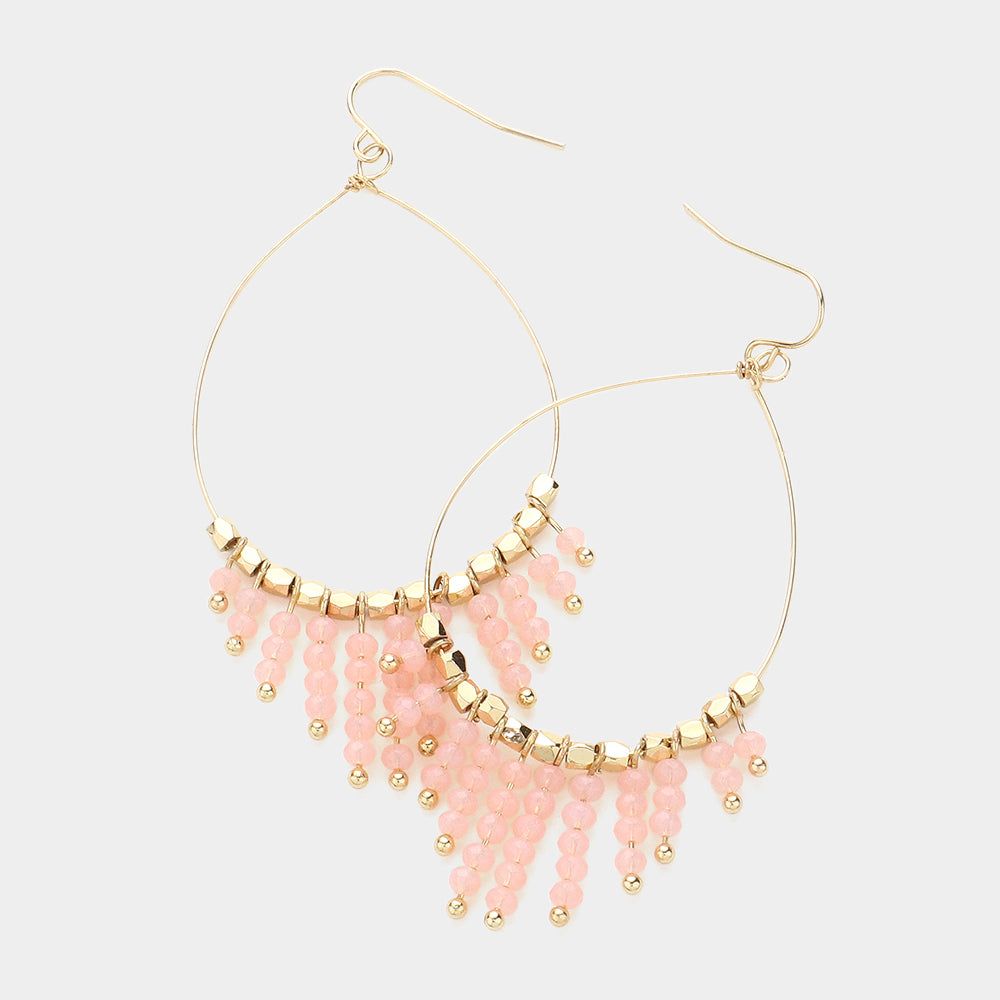 iLLASPARKZ Faceted Bead Fringe Open Wire Teardrop Dangle Earrings