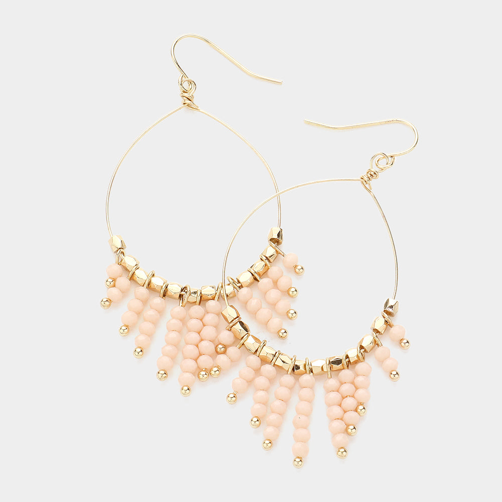 iLLASPARKZ Faceted Bead Fringe Open Wire Teardrop Dangle Earrings