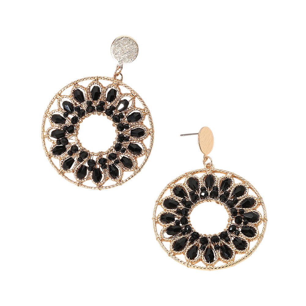 iLLASPARKZ Faceted Beaded Wrapped Disc Dangle Earrings