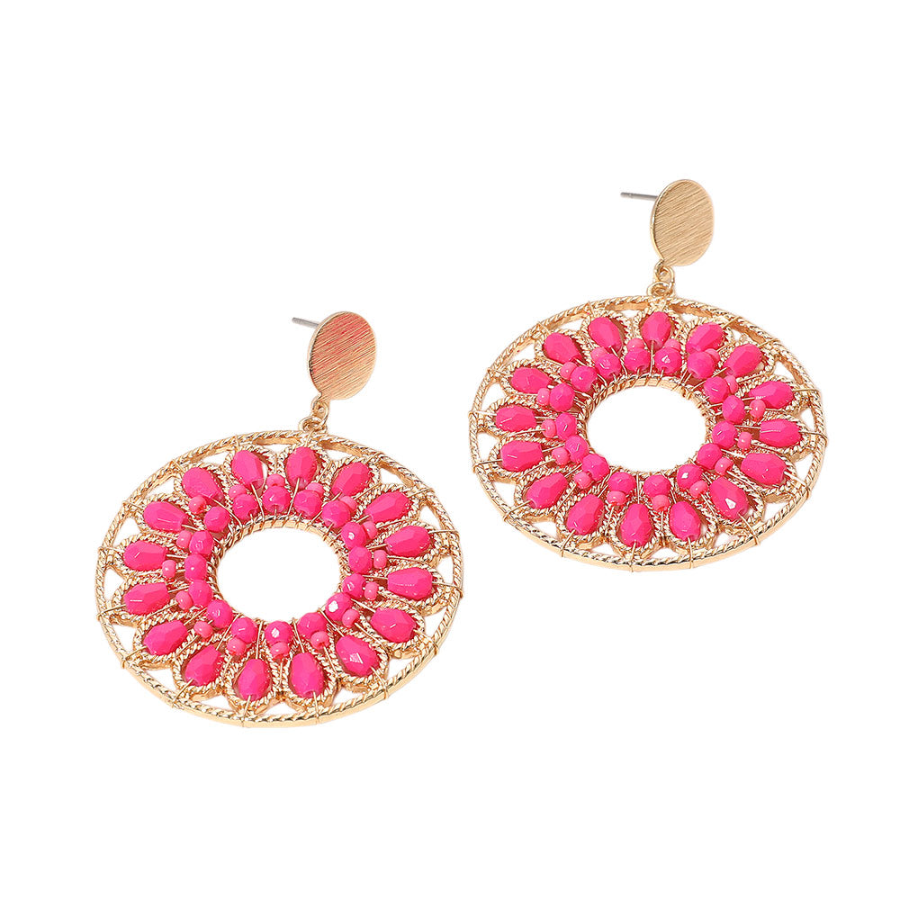 iLLASPARKZ Faceted Beaded Wrapped Disc Dangle Earrings