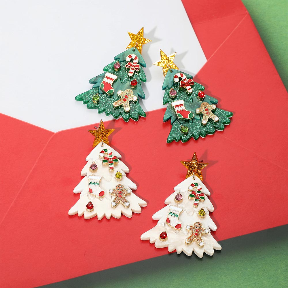 iLLASPARKZ Resin Christmas Tree Dangle Earrings
