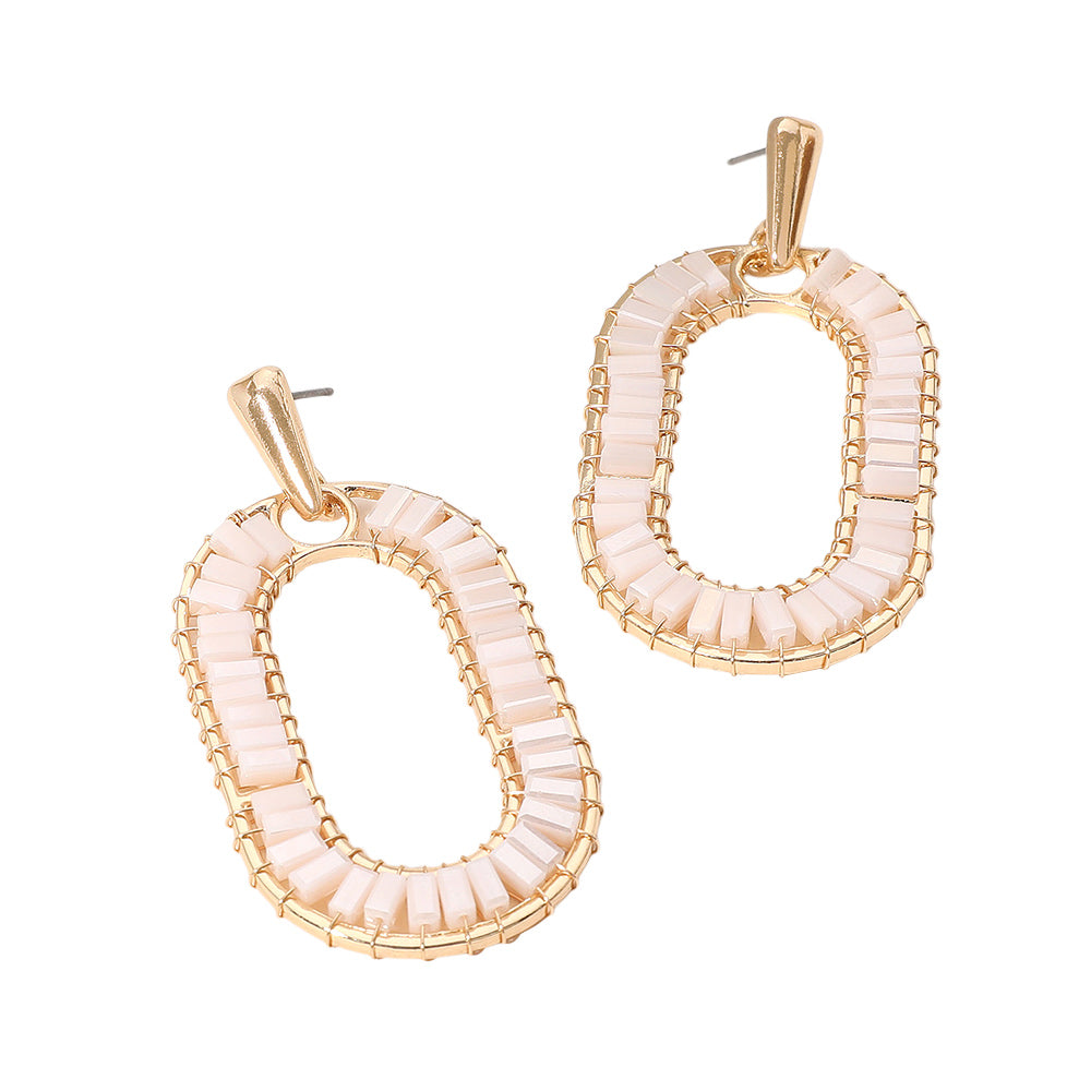 iLLASPARKZ Faceted Beaded Wrapped Open Oval Dangle Earrings