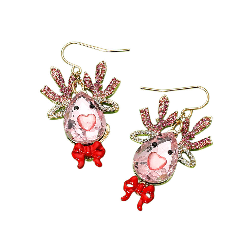 iLLASPARKZ Glittered Crystal Reindeer Dangle Earrings
