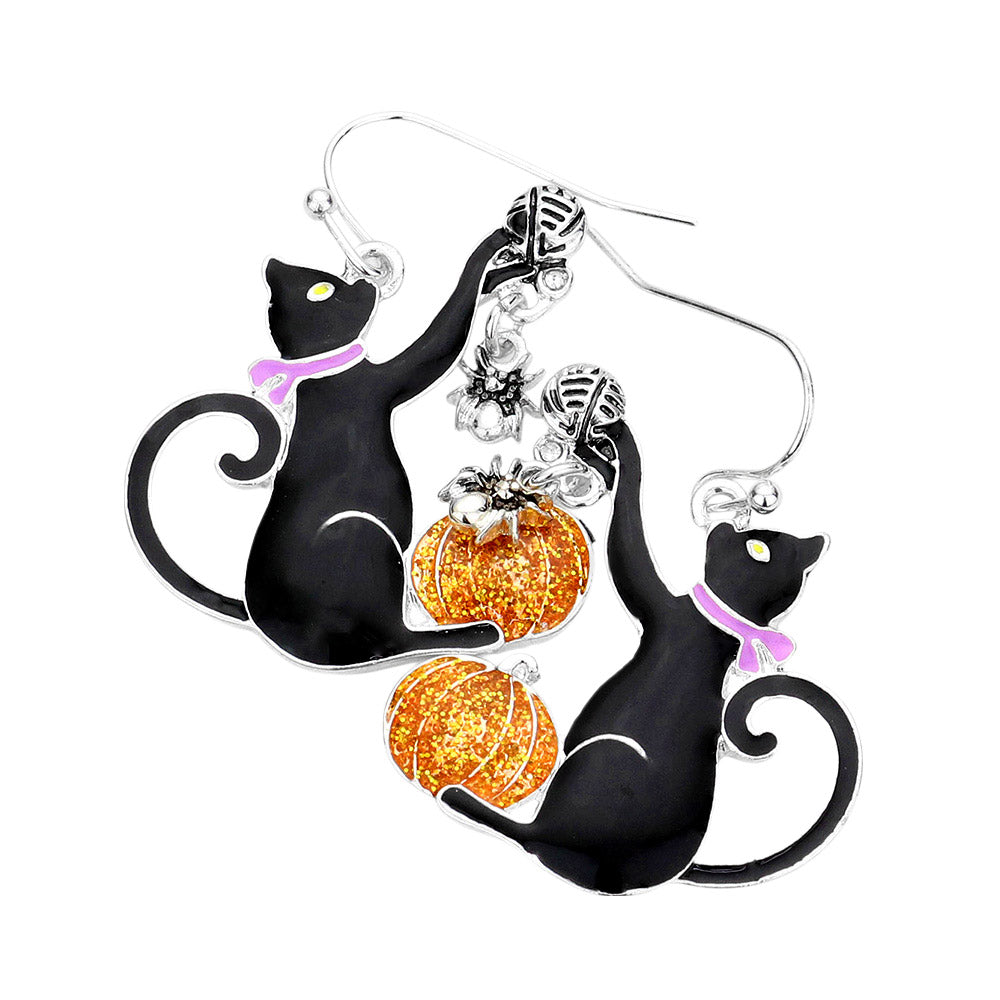 iLLASPARKZ Enamel Halloween Cat Dangle Earrings