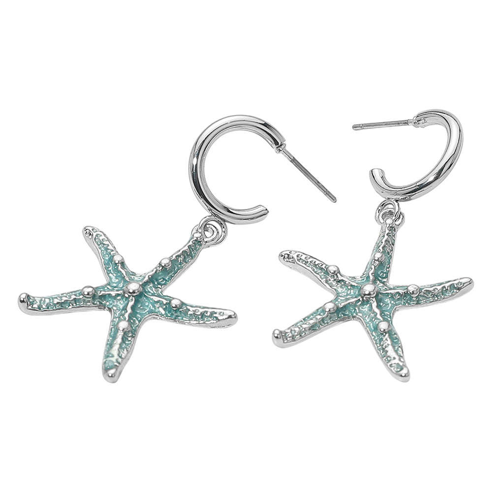 iLLASPARKZ Silver Dipped Enamel Starfish Dangle Earrings