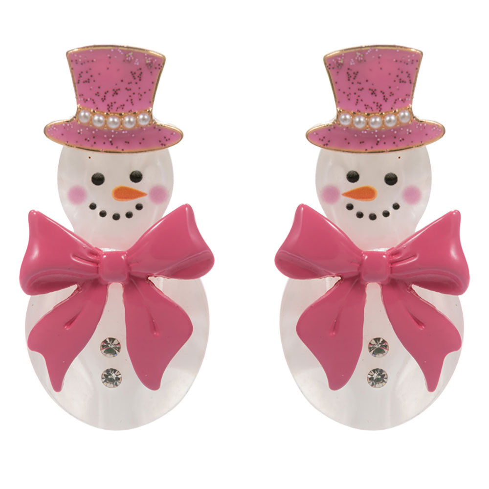 iLLASPARKZ Holiday Bow Accent Snowman Earrings