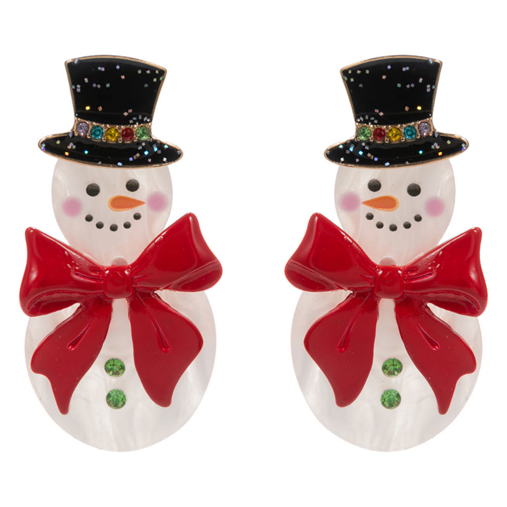 iLLASPARKZ Holiday Bow Accent Snowman Earrings
