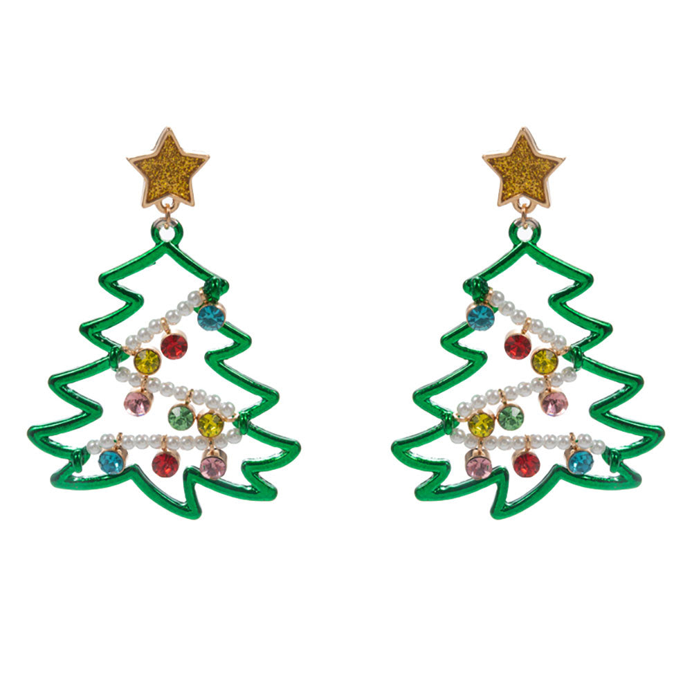iLLASPARKZ Star Top Pearl Stone Ornament Christmas Tree Dangle Earrings
