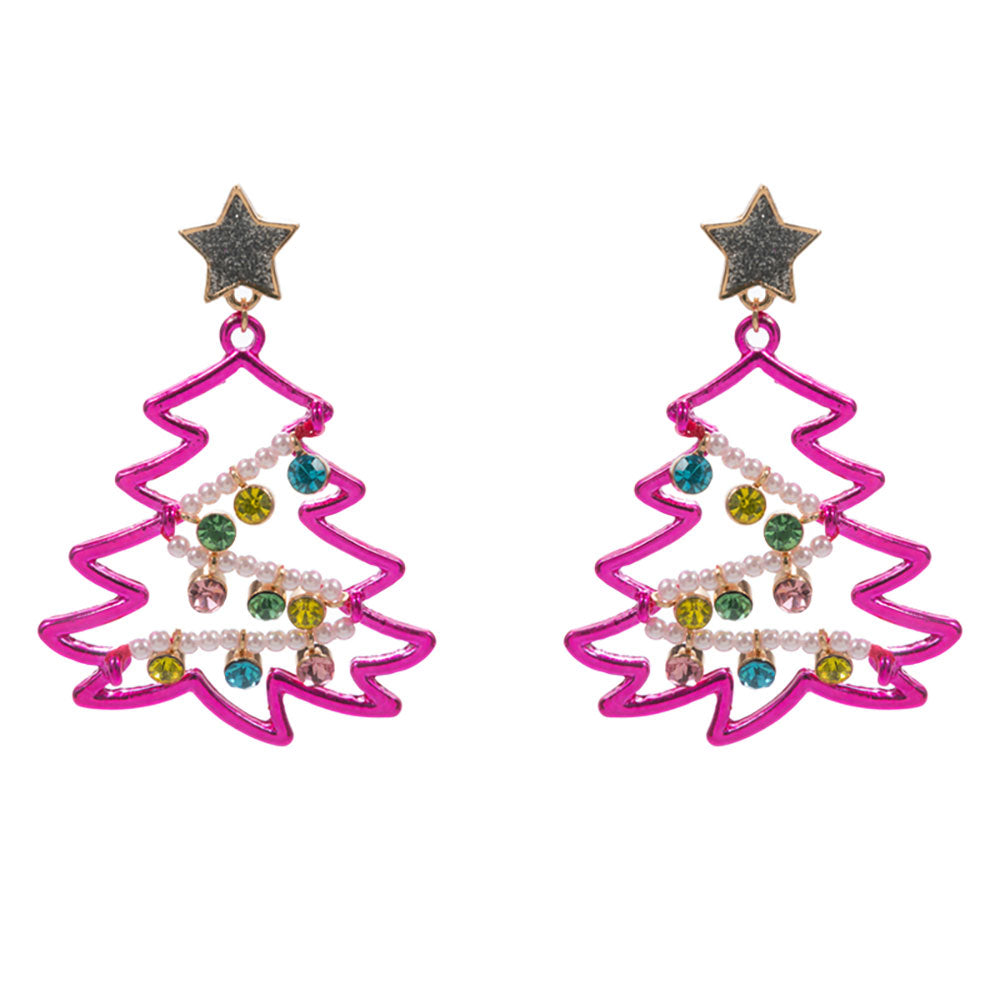 iLLASPARKZ Star Top Pearl Stone Ornament Christmas Tree Dangle Earrings