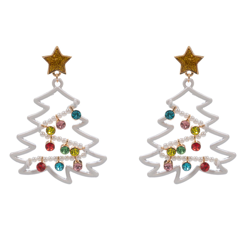iLLASPARKZ Star Top Pearl Stone Ornament Christmas Tree Dangle Earrings