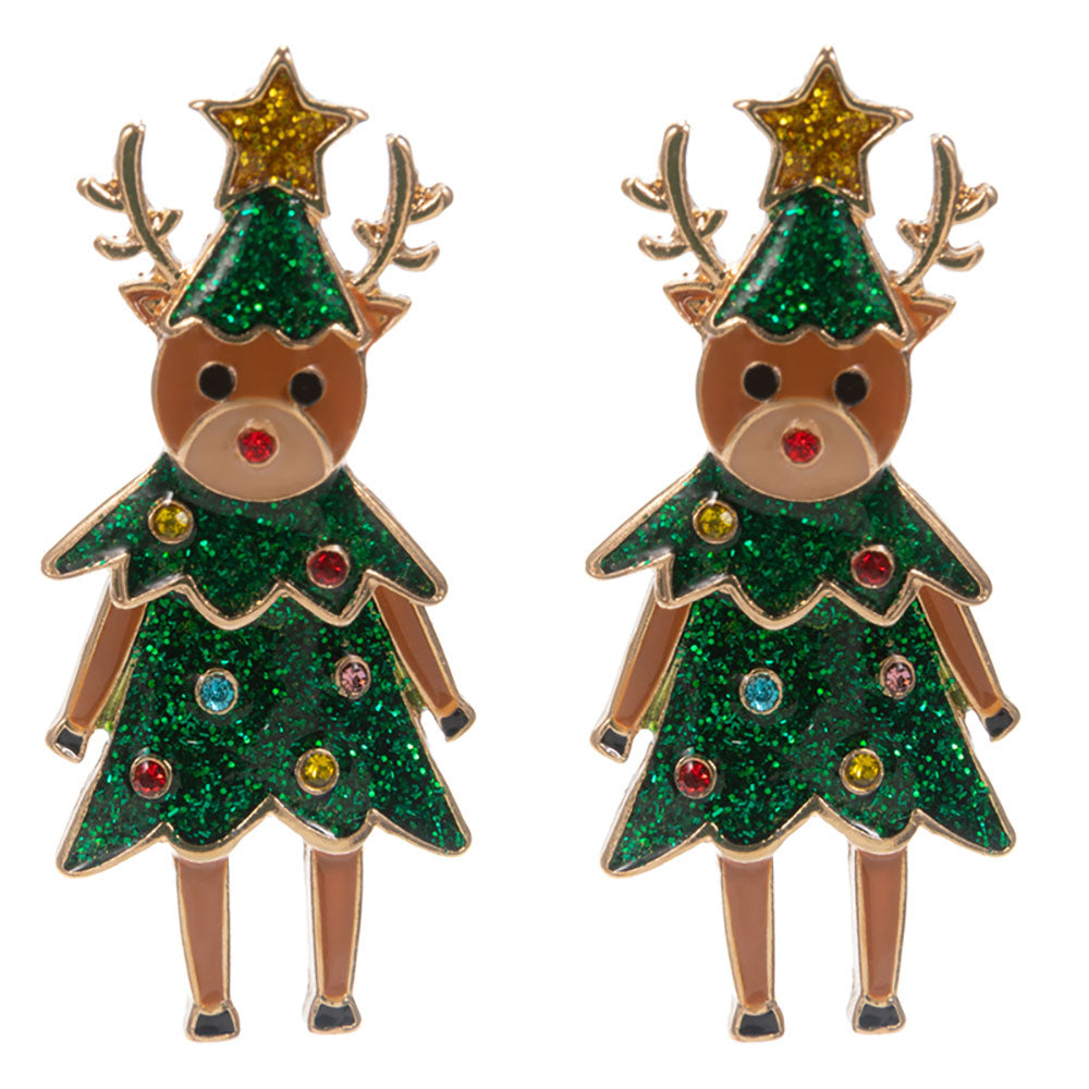 iLLASPARKZ Christmas Tree Reindeer Earrings