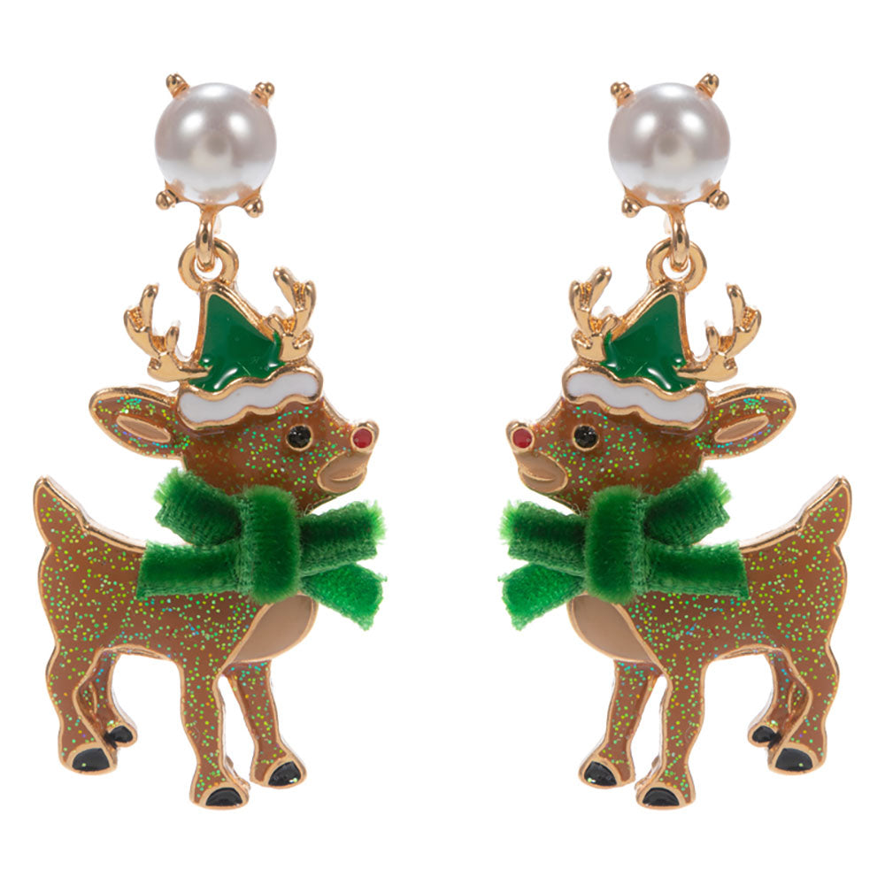 iLLASPARKZ Bow Accent Holiday Reindeer Dangle Earrings