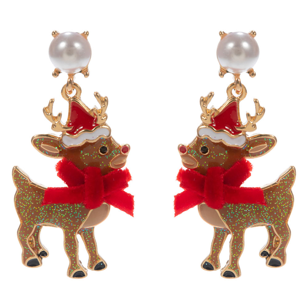 iLLASPARKZ Bow Accent Holiday Reindeer Dangle Earrings