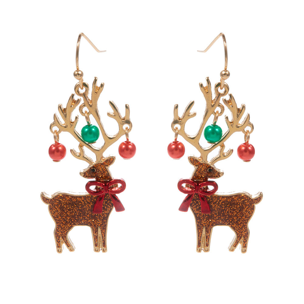 iLLASPARKZ Holiday Ornament Embellished Reindeer Dangle Earrings