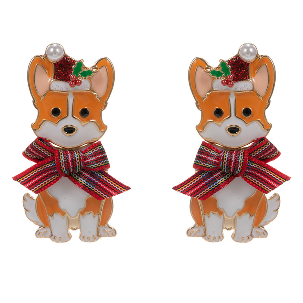 iLLASPARKZ Christmas Corgi Earrings
